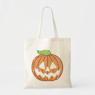 Tote Bag Citrouille imprimé de Jackolantern de fausse