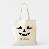 Tote Bag Citrouille Jack-o'-lantern Lashes Avec Prénom (Dos)