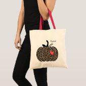 Tote Bag Citrouille léopard automne avec coeur (Devant (produit))