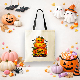 Tote Bag Citrouille Mignonne Kawaii Orange pour un Tour en