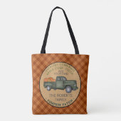 Tote Bag Citrouille Patch Farm Rustic Fall Plaid Camion Vin (Dos)