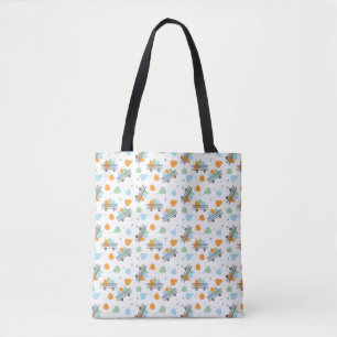 Tote Bag Citrouille Patch Wagon Motif Bleu orange