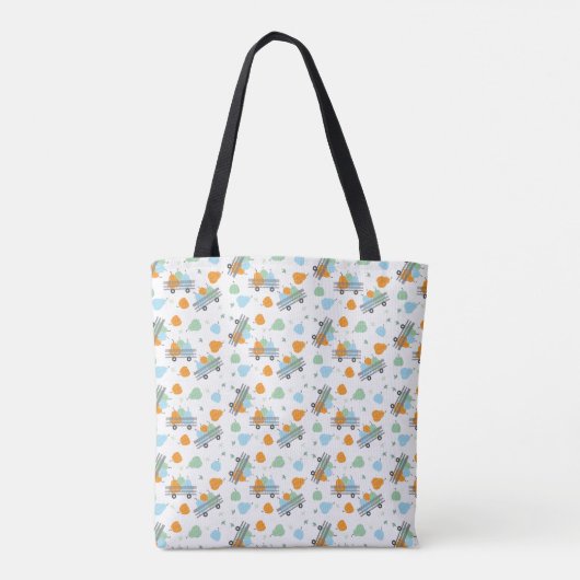 Tote Bag Citrouille Patch Wagon Motif Bleu orange (Dos)