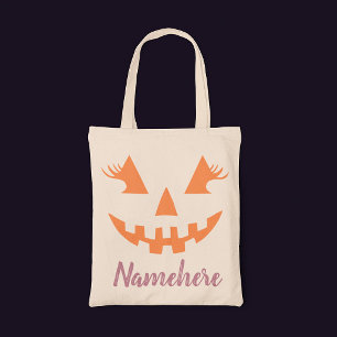Tote Bag Citrouille personnalisée Jack O Lantern Halloween