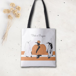Tote Bag Citrouille Pingouin mignon Dessin Drôle Halloween