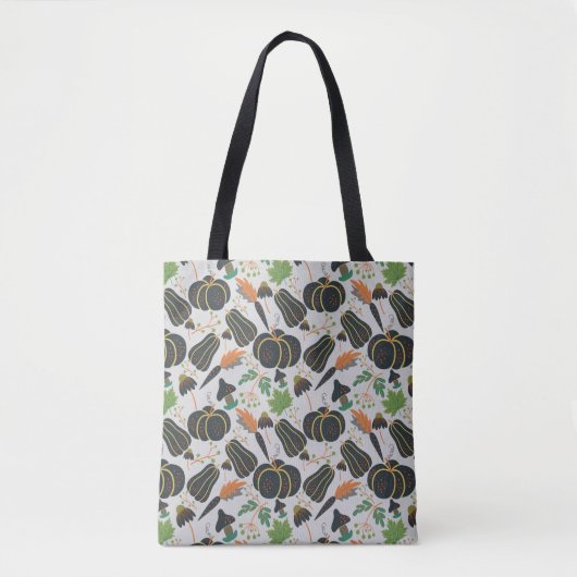 Tote Bag Citrouille sans soudure carotte motif noir et blan (Devant)