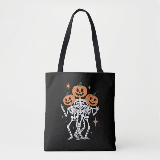 Tote Bag Citrouille Skeleton Halloween Citrouille saison Éf (Devant)
