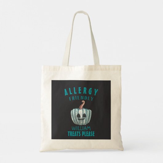Tote Bag Citrouille turquoise Halloween Allergie Soins Conv (Dos)