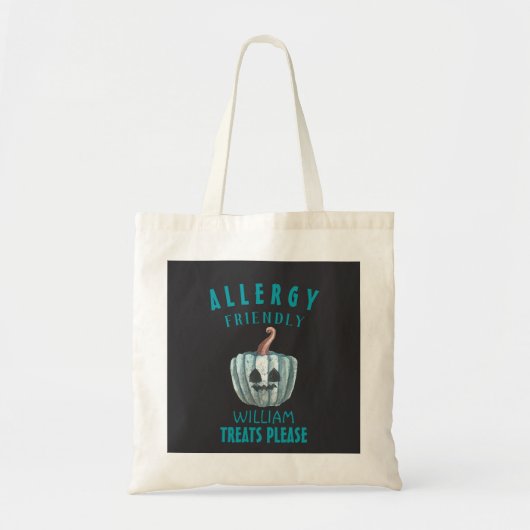 Tote Bag Citrouille turquoise Halloween Allergie Soins Conv (Devant)