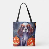 Tote Bag Citrouilles Cavalier King Charles Spaniel Hallowee (Dos)