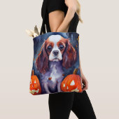 Tote Bag Citrouilles Cavalier King Charles Spaniel Hallowee (De près)
