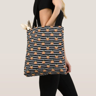 Tote Bag Citrouilles d'Halloween à rayures, Thanksgiving