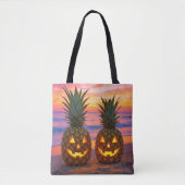 Tote Bag Citrouilles d'Halloween sur une plage (Devant)