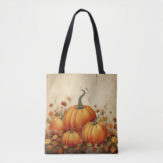 Tote Bag Citrouilles oranges Automne rustique (Devant)