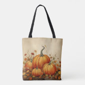 Tote Bag Citrouilles oranges Automne rustique (Dos)