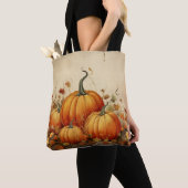 Tote Bag Citrouilles oranges Automne rustique (De près)