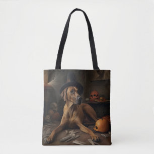 Tote Bag Citrouilles Rhodesian Ridgeback Halloween Effrayan