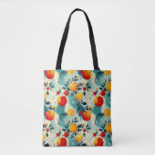Tote Bag Citrus et cerises vibrants - Initiales personnalis (Devant)