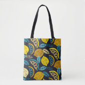 Tote Bag Citrus lime lemon doodle hand drawn pattern backgr (Devant)
