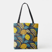 Tote Bag Citrus lime lemon doodle hand drawn pattern backgr (Dos)