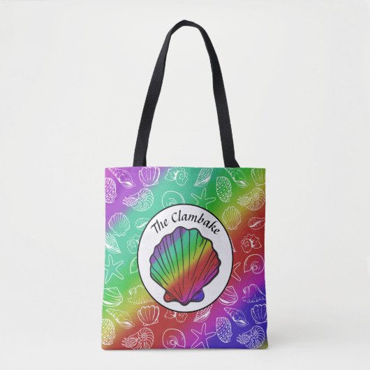 Tote Bag Clambake Arc-en-ciel Clam Motif de mollusques Tout (Devant)