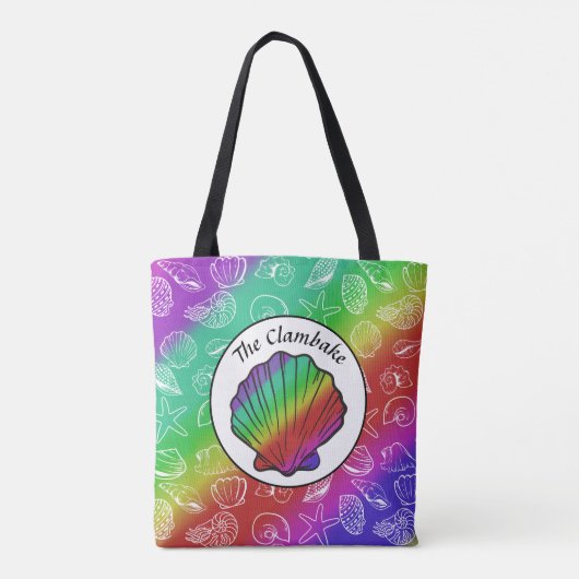 Tote Bag Clambake Arc-en-ciel Clam Motif de mollusques Tout (Dos)