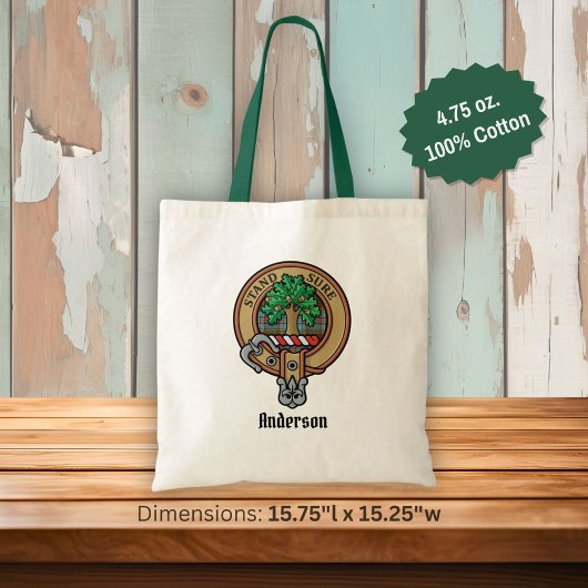 Tote Bag Clan Anderson Crest sur Tartan