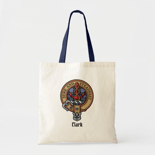 Tote Bag Clan Clark Crest sur Tartan (Devant)