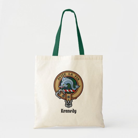 Tote Bag Clan Kennedy Crest sur Tartan (Devant)