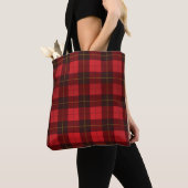 Tote Bag Clan Plaid Wallace Tartan Black Red Check (De près)