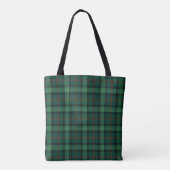 Tote Bag Clan Ross Chasse Tartan Green Plaid Monogramme (Dos)