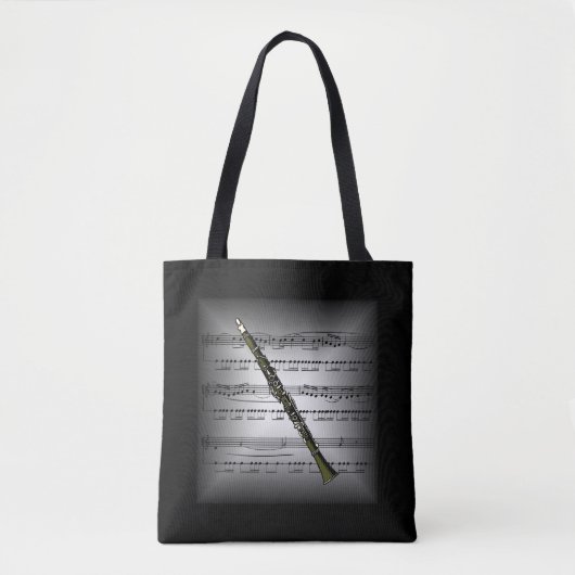 Tote Bag Clarinet 3D Partition Coussin Gris/Noir Retour ~ (Devant)