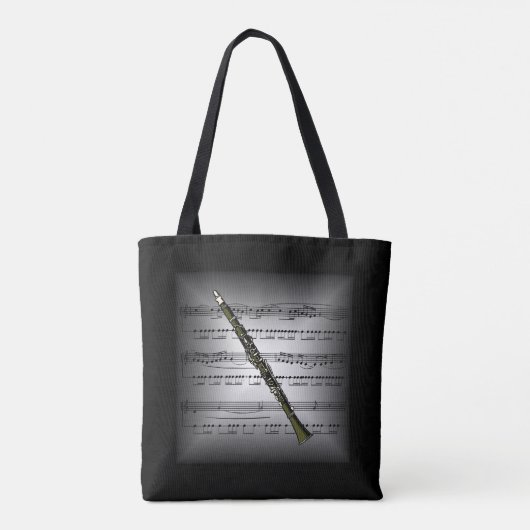 Tote Bag Clarinet 3D Partition Coussin Gris/Noir Retour ~ (Dos)