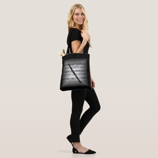 Tote Bag Clarinet 3D Partition Coussin Gris/Noir Retour ~ (Sur le modèle)