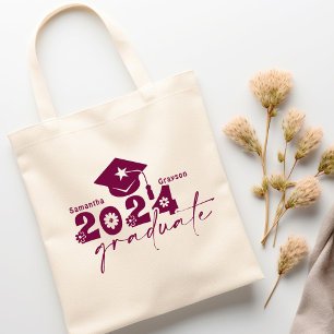 Tote Bag Classe de diplômés personnalisés de 2024 Maroon