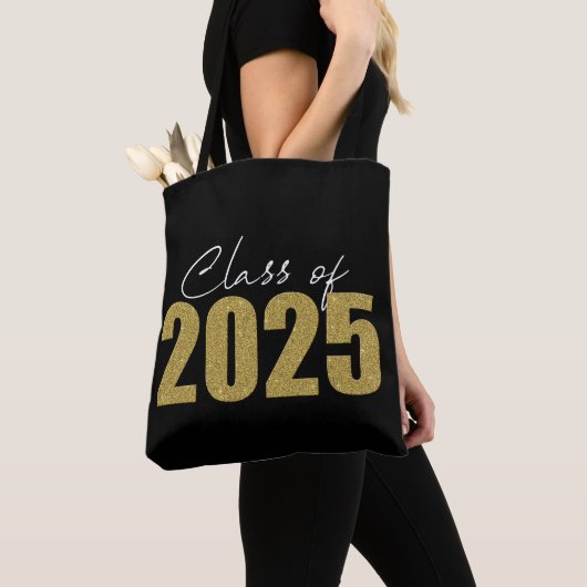Tote Bag Classe de Parties scintillant d'or de 2025 (De près)
