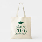 Tote Bag Classe moderne de 2025 Green Script Graduation (Dos)