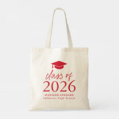 Tote Bag Classe moderne de 2025 Red Script Graduation (Dos)