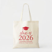 Tote Bag Classe moderne de 2025 Red Script Graduation (Devant)