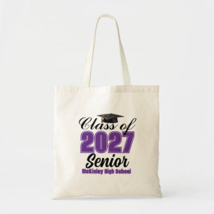 Tote Bag Classe pourpre de 2027 Senior Lycée personnalisé