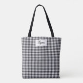 Tote Bag Classic Black & White Gingham | Personalized Name (Dos)