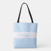 Tote Bag Classic Blue & White Gingham | Personalized Name (Dos)