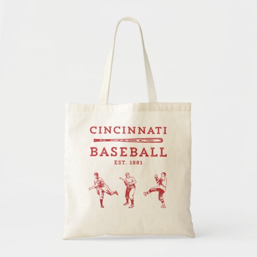 Tote Bag Classic Cincinnati Fan de baseball Retro Raglan Ba (Devant)