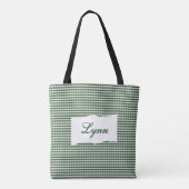 Tote Bag Classic Green & White Gingham | Personalized Name (Dos)
