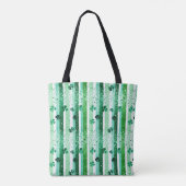 Tote Bag Classic Green White Vertical Stripes Shamrocks (Dos)