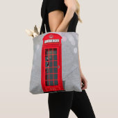 Tote Bag Classic London Red Phone Booth with Name (De près)