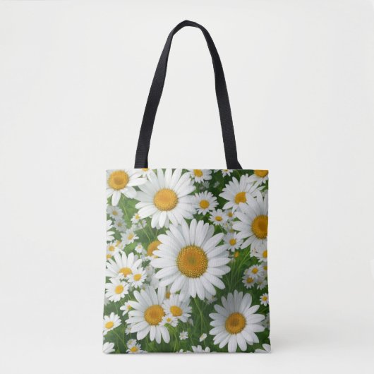 Tote Bag Classic marguerite motif blanc champs fleuris verd (Devant)
