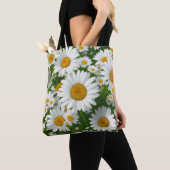 Tote Bag Classic marguerite motif blanc champs fleuris verd (De près)