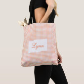 Tote Bag Classic Orange & White Gingham | Personalized Name (De près)