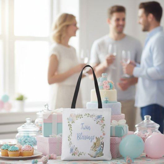 Tote Bag Classic Pierre le lapin Baby shower jumeau